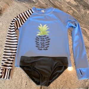 Girls Swimsuit 2 Piece Rash Guard Bikini Set Sz 10
